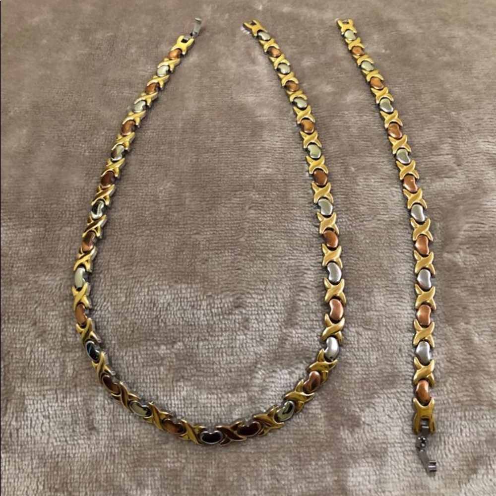 Stainless steel jewelry set 14k gold plated